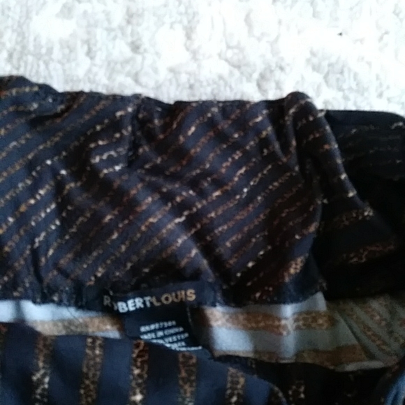 Robert Louis Striped Ruched A-Line Skirt PM Black Brown - Picture 8 of 9